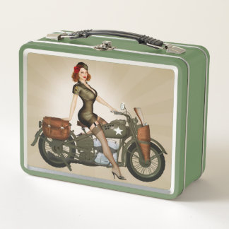 Leger Motorfiets Pinup Lunchbox