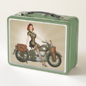 Leger Motorfiets Pinup Lunchbox (Achterkant)