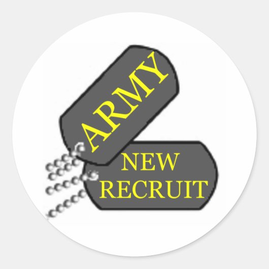 Leger nieuwe rekruut ronde sticker (Voorkant)