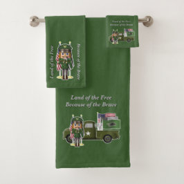 Leger Notenkraker met kleine militaire vrachtwagen Bad Handdoek