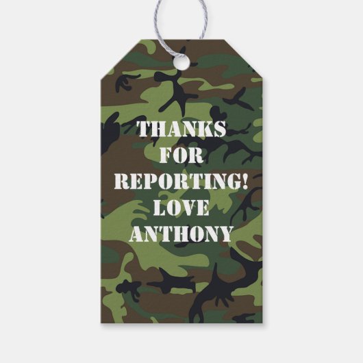 Leger op Birthday Party Cadeaulabel (Voorkant)