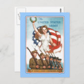 leger Poster met Lady Liberty Tshirts Briefkaart (Voorkant / Achterkant)