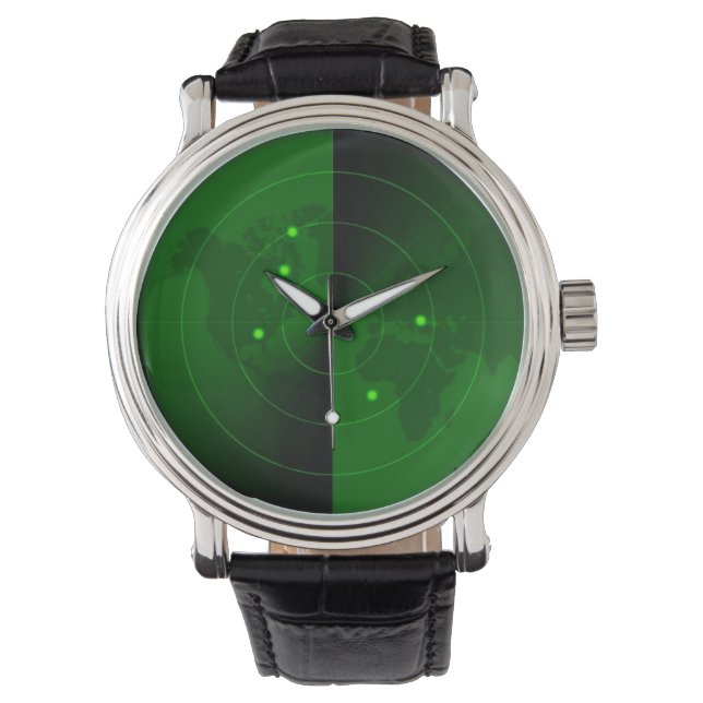  leger radar wereldkaart detectiegerelateerd leger horloge (Voorkant)