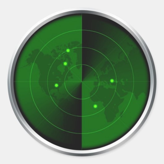  leger radar wereldkaart detectiegerelateerd leger ronde sticker (Voorkant)