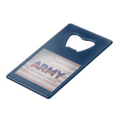 Leger "Soldaat, Veteraan, Amerikaans" Creditkaart Flessenopener (Voorkant Gekanteld)