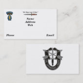 Leger speciale eenheden groene baretten sf zachte  visitekaartje (Voorkant / Achterkant)