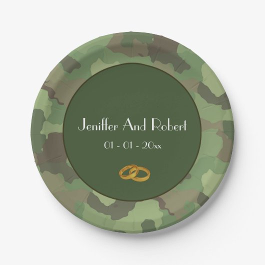Leger thema bruiloft papier borden papieren bordje (Voorkant)