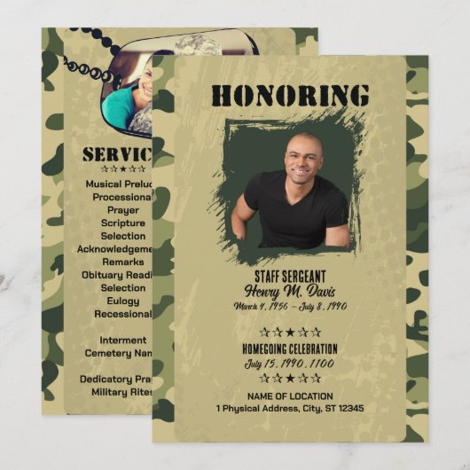 Leger Thema foto Militair Memorial Programma (Voorkant / Achterkant)