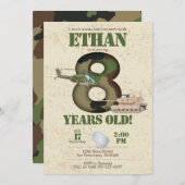 Leger Uitnodiging - 8e verjaardag Uitnodiging (Voorkant / Achterkant)