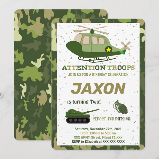 Leger uitnodigingen (Voorkant / Achterkant)