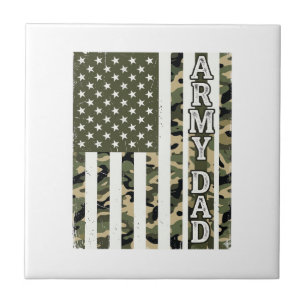 Leger Vader Camo Amerikaanse Vlag Vintage Shirt On Tegeltje