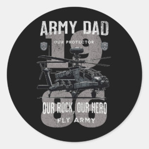 Leger vader vader militaire vaders dag Apache Heli Ronde Sticker