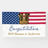 Leger van de Amerikaanse vlag Gold Boots Spandoek (Horizontaal)