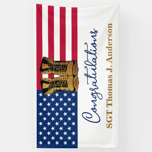 Leger van de Amerikaanse vlag Gold Boots Spandoek (Verticaal)