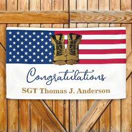 Leger van de Amerikaanse vlag Gold Boots Spandoek