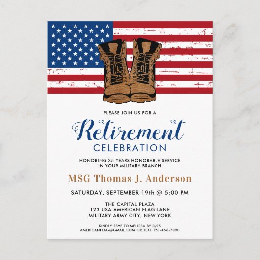 Leger van de militaire aftredingspartij bootst Ame Uitnodiging Briefkaart (Voorkant)