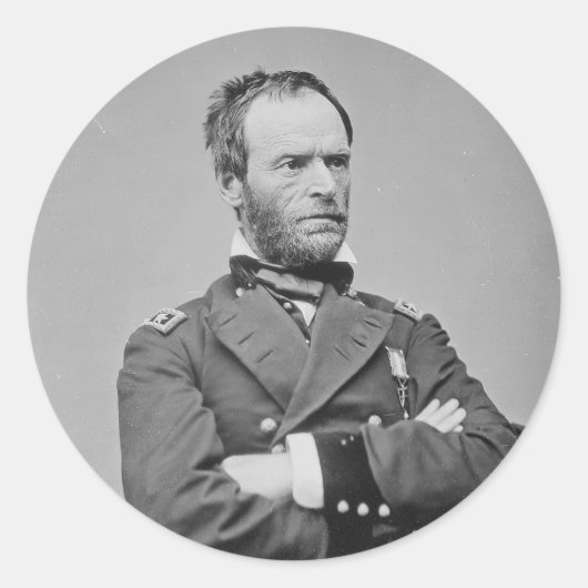 Leger van de Unie William Tecumseh Sherman Ronde Sticker (Voorkant)