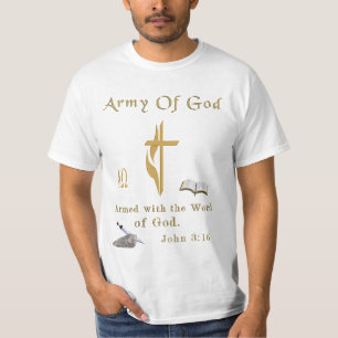 Leger van God Bijbelvers Schrift JOhn 3:16 T-shirt