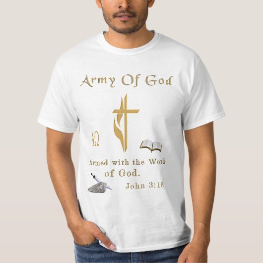 Leger van God Bijbelvers Schrift JOhn 3:16 T-shirt (Voorkant)