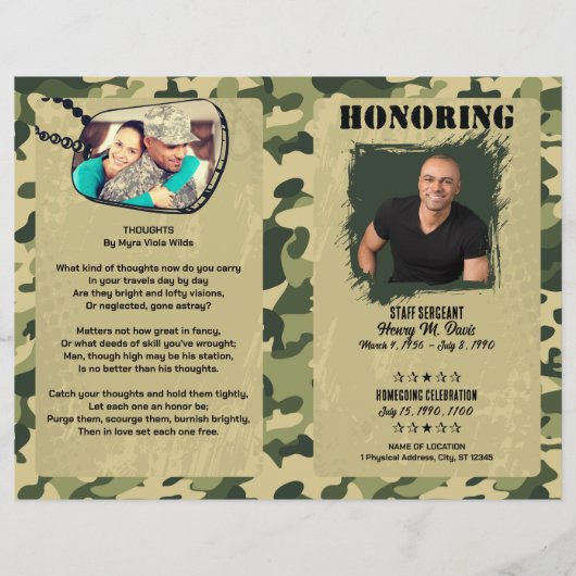 Leger Vermoeidheid Thema Militair Memorial Program (Voorkant)