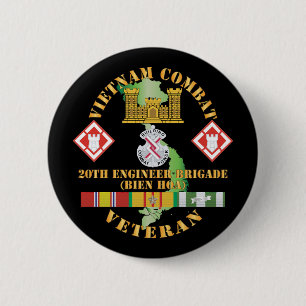 Leger - Vietnam Combat Veteran w 20th Engineer BRI Ronde Button 5,7 Cm