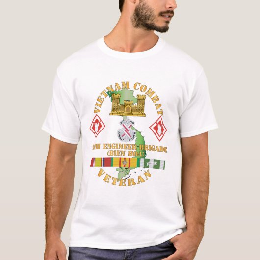 Leger - Vietnam Combat Veteran w 20th Engineer BRI T-shirt (Voorkant)