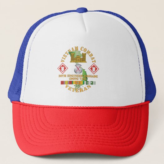 Leger - Vietnam Combat Veteran w 20th Engineer Bri Trucker Pet (Voorkant)
