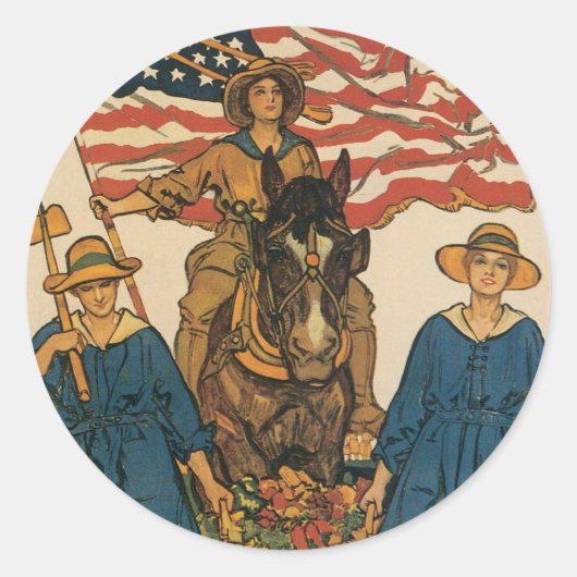 Leger voor vrouwelijk land ronde sticker (Voorkant)