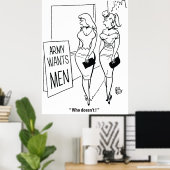 Leger Wil Mannen, Grappige Vintage Poster (Thuiskantoor)
