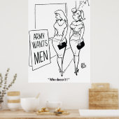 Leger Wil Mannen, Grappige Vintage Poster (Keuken)