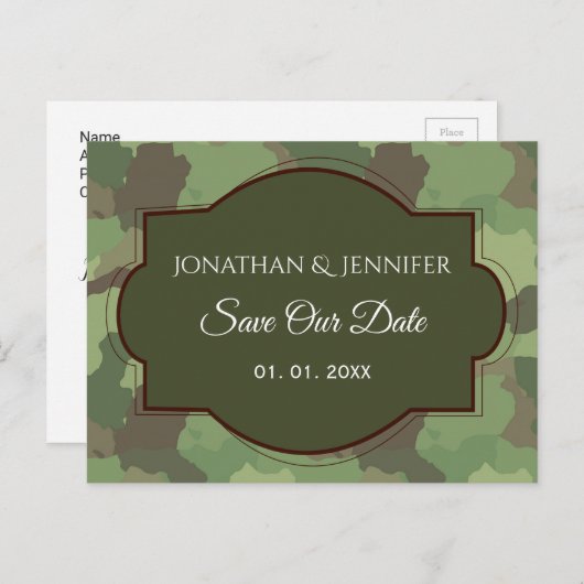 Legerbruiloft Bewaar de datum Aankondigingskaart (Voorkant / Achterkant)