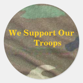 legercamo, wij steunen onze troepen ronde sticker
