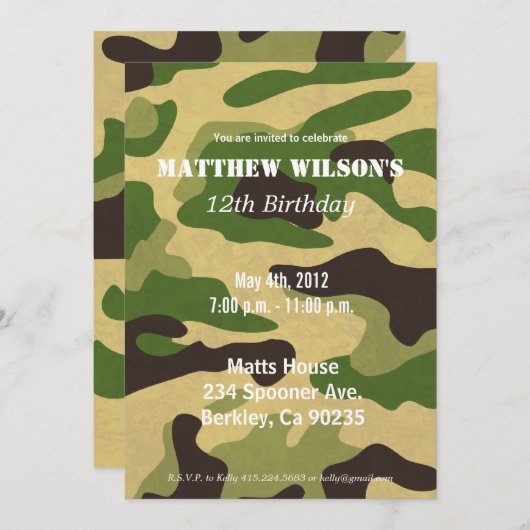 Legercamoflage Kaart (Voorkant / Achterkant)