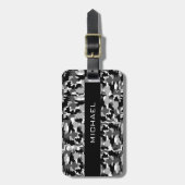 Legercamouflage zwart-wit patroon bagagelabel (Voorkant verticaal)