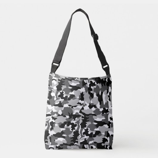 Legercamouflage zwart-wit patroon crossbody tas (Voorkant)