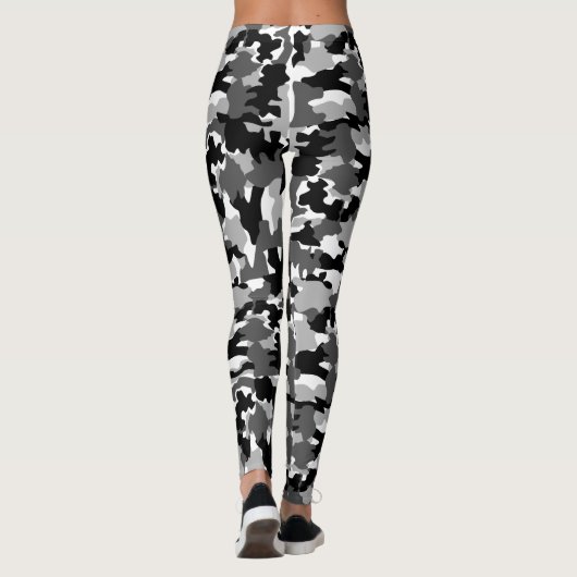 Legercamouflage zwart-wit patroon leggings (Achterkant)
