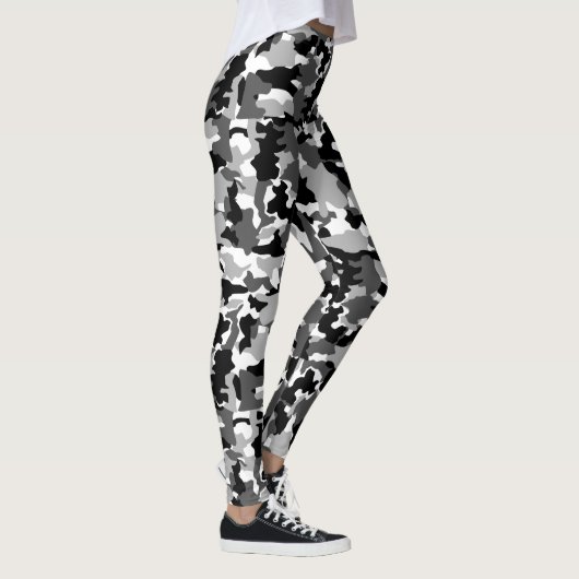 Legercamouflage zwart-wit patroon leggings (Rechts)