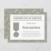 Legercertificaat van dienst Dank u wel Kaart (Voorkant / Achterkant)