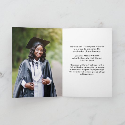 Legergroen Afstuderen foto Modern Folded Afstudere Aankondiging (Binnen)