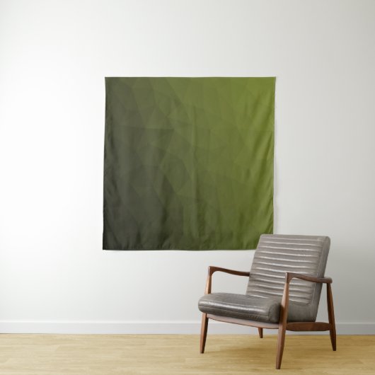 Legergroen donker gradiënt geometrisch maaspatroon wandkleed (In Situ (horizontaal))