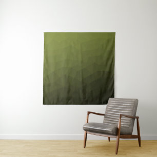 Legergroen donkere verloop geometrisch meshpatroon wandkleed