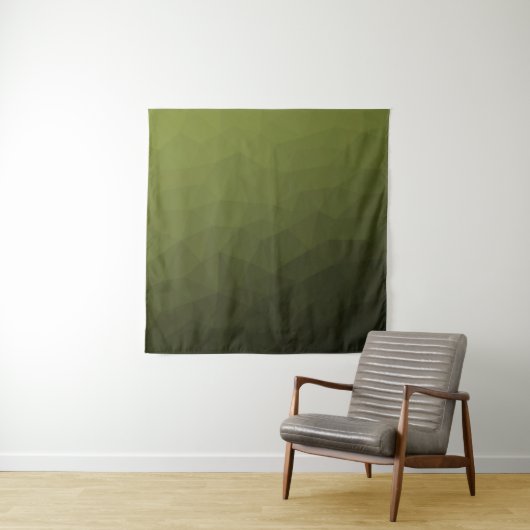 Legergroen donkere verloop geometrisch meshpatroon wandkleed (In situ)
