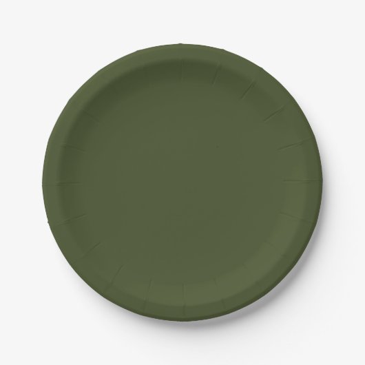 Legergroen Effen Kleur Papieren Bordje (Voorkant)