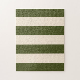 Legergroen en antiek witte strepen legpuzzel