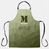 Legergroen geometrisch gaaspatroon Monogram Schort (Voorkant)