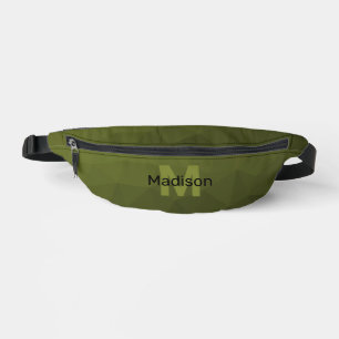 Legergroen geometrisch maaspatroon Monogram Heuptasje