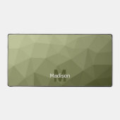 Legergroen geometrisch meshpatroon met monogram bureaumat (Voorkant)