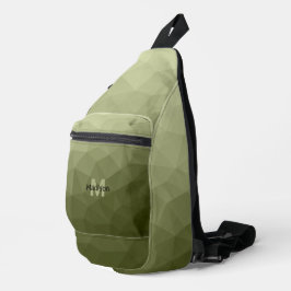 Legergroen geometrisch meshpatroon Monogram Sling Bag