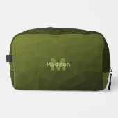 Legergroen geometrisch meshpatroon Monogram Toilettasje (Voorkant)