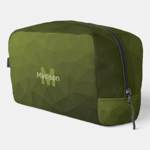 Legergroen geometrisch meshpatroon Monogram Toilettasje